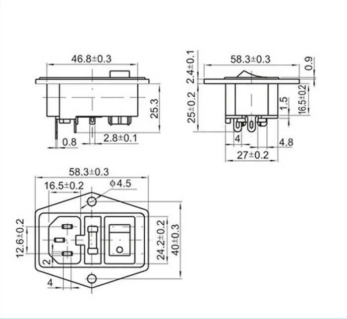 BIQU 15A 250V Rocker Switch Power Socket Inlet Module Plug 5A Fuse Switch with 5Pcs 16-14 AWG Wiring 3 Pin IEC320 C14 - Image 11