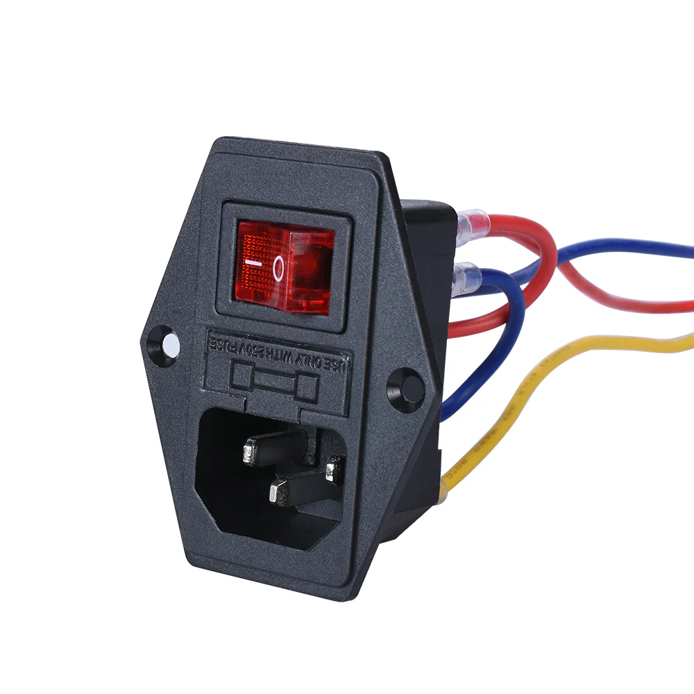 BIQU 15A 250V Rocker Switch Power Socket Inlet Module Plug 5A Fuse Switch with 5Pcs 16-14 AWG Wiring 3 Pin IEC320 C14 - Image 6