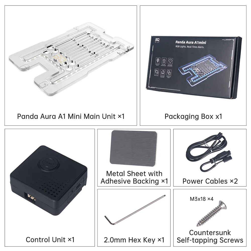 BIQU Panda Aura Smart RGB Lighting Panel with Remote Control and Customizable Status Display for A1 Series - Image 17