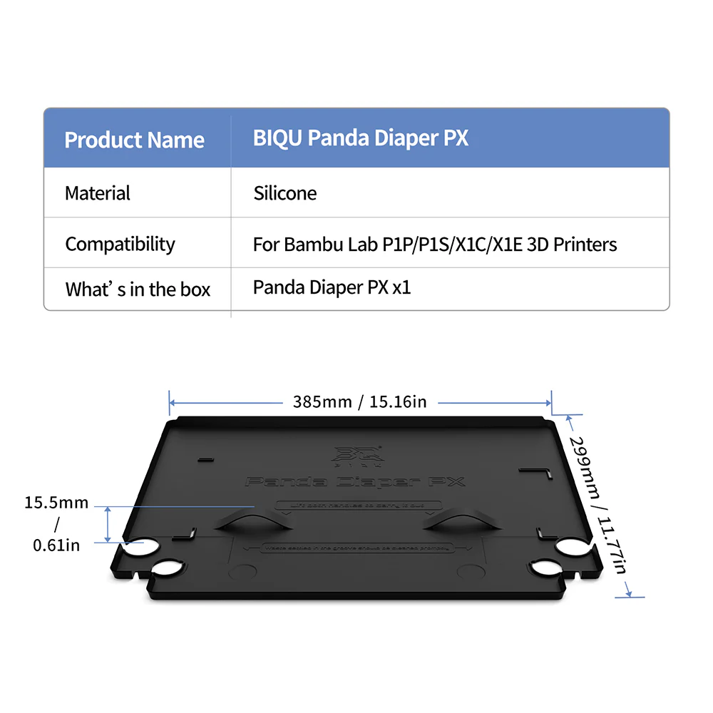 BIQU Panda Diaper Waste Pads Reusable Easy Clean Full Coverage for Bambu Lab X1, P1, P2S, H2, Elegoo CC - Image 6