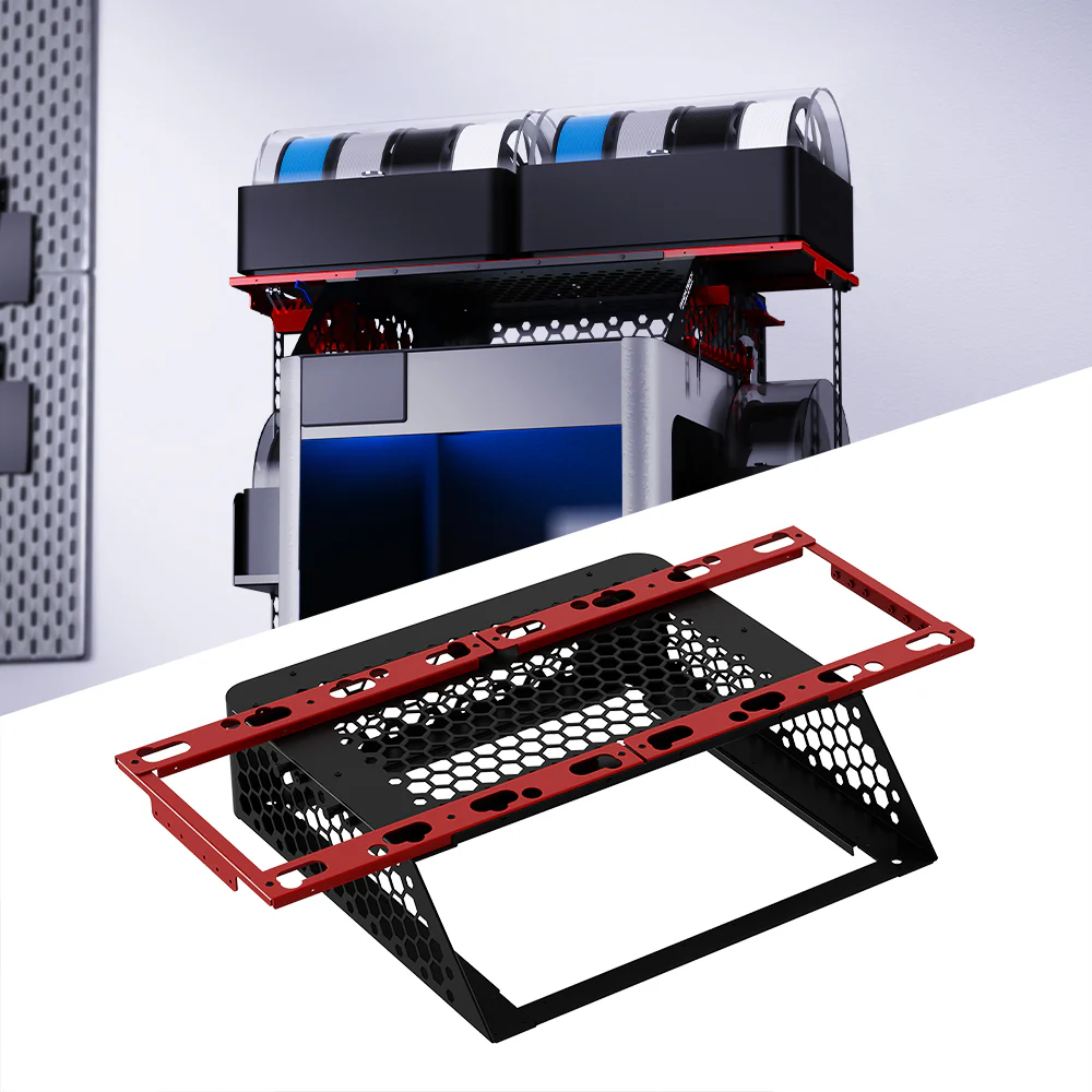 BIQU Panda Perch Aluminum Mount Supports Two AMS Units with Tool Storage and Lighting Option for Bambu Lab P1/X1/H2 Series - Image 14