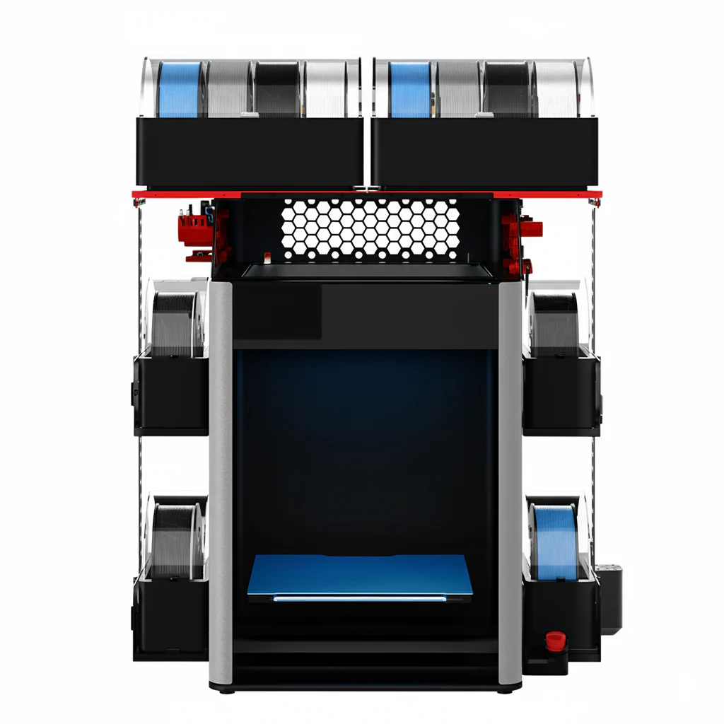 BIQU Panda Perch Aluminum Mount Supports Two AMS Units with Tool Storage and Lighting Option for Bambu Lab P1/X1/H2 Series - Image 21