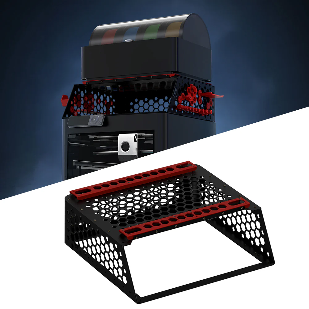 BIQU Panda Perch Aluminum Mount Supports Two AMS Units with Tool Storage and Lighting Option for Bambu Lab P1/X1/H2 Series - Image 7