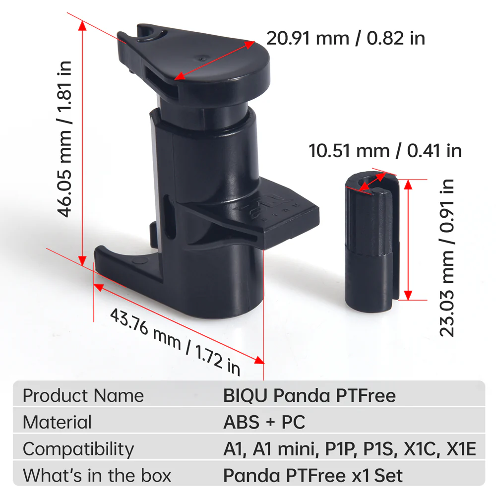 BIQU Panda PTFree Quick Release PTFE Tube Easy Removal Injection-Molded Reduces Machine Wear for A1/P1/X1 Series - Image 7