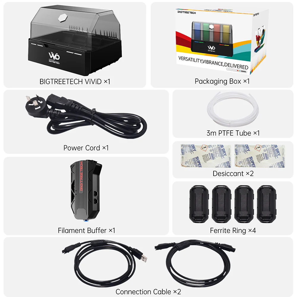 BIGTREETECH ViViD Multi-Color Filament Dryer Box for Klipper – Print While Drying, Auto Backup Feeding, RFID Smart Control, RGB Status Indicators - Image 7